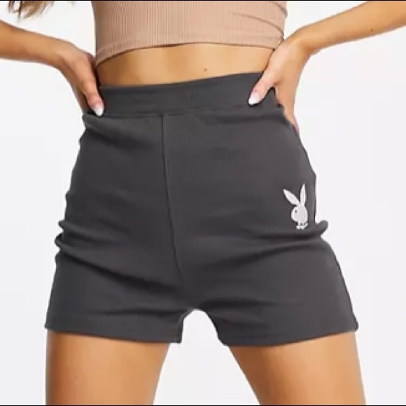 MISSGUIDED X PLAYBOY ribbed high waisted shorts - Picture 1 of 6